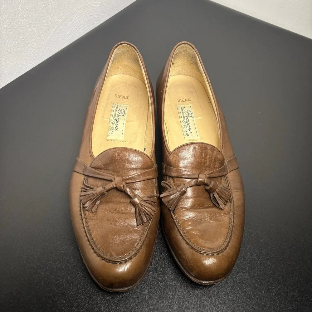 BRAGANO Cole Haan Men's Brown Tassel Loafers Dress Shoes Sz 9 M Leather Italy